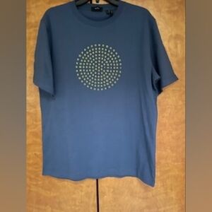 Theory, L,Men's Blue Graphic Crewneck Shirt - Unbranded